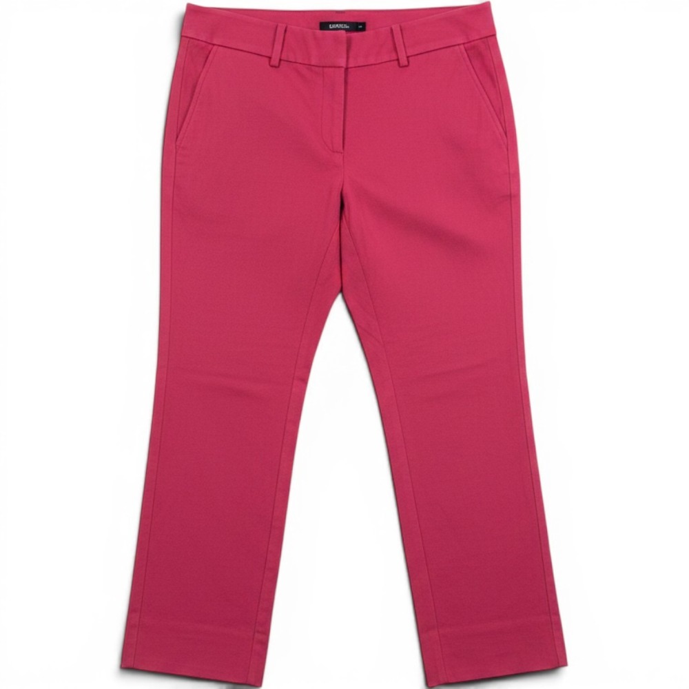 LOFT The Riviera Pant Pink Ankle Trousers Sz 10 Stretch Cotton Blend Barbiecore